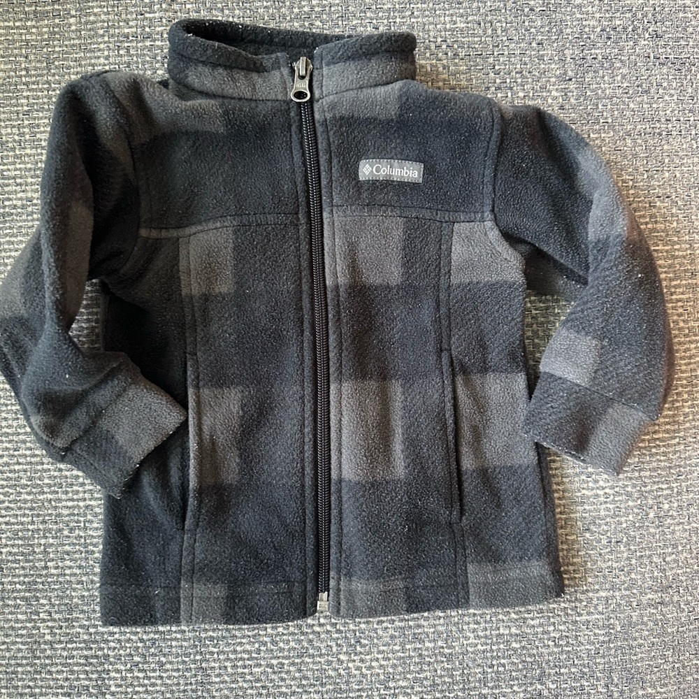 🖤 Columbia Baby Fleece Jacket 12-18M Charcoal & Black Zip-Up 🧸 Cozy Warm